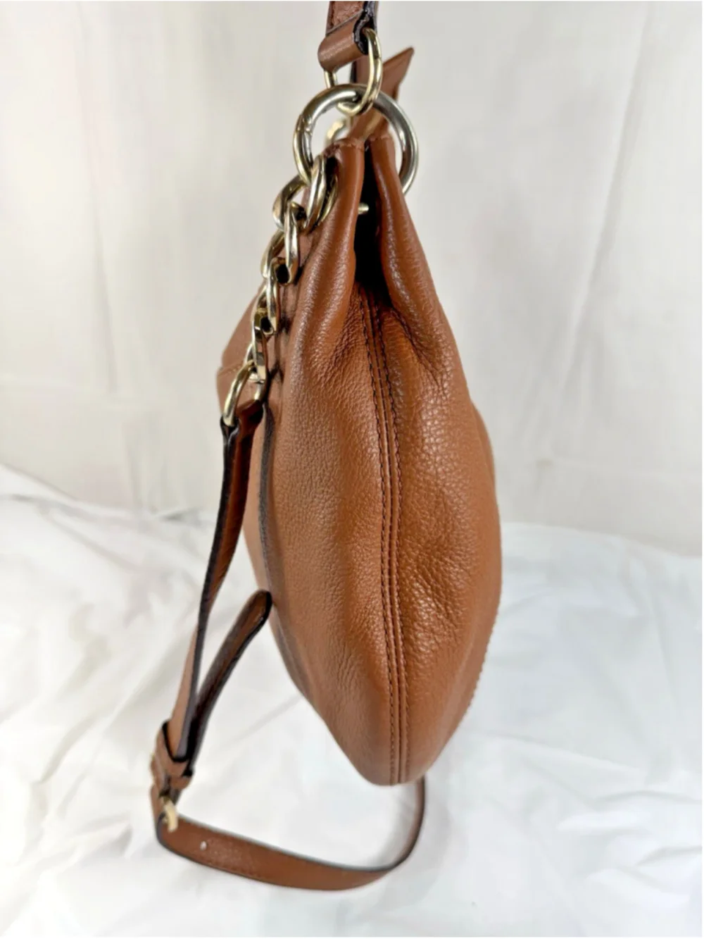 Michael Kors Large Brown Leather Shoulder Hobo Bag crossbody